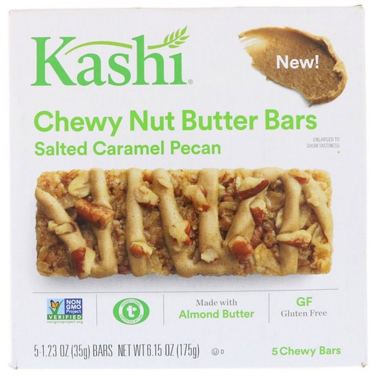  <핫딜><핫딜>가성비가 좋은 Kashi 츄이 너트 버터 바 가염 카라멜 피칸 5 츄이 바 각각 1.23oz (35g), 선택, 상세설명참조 들여가세요~~