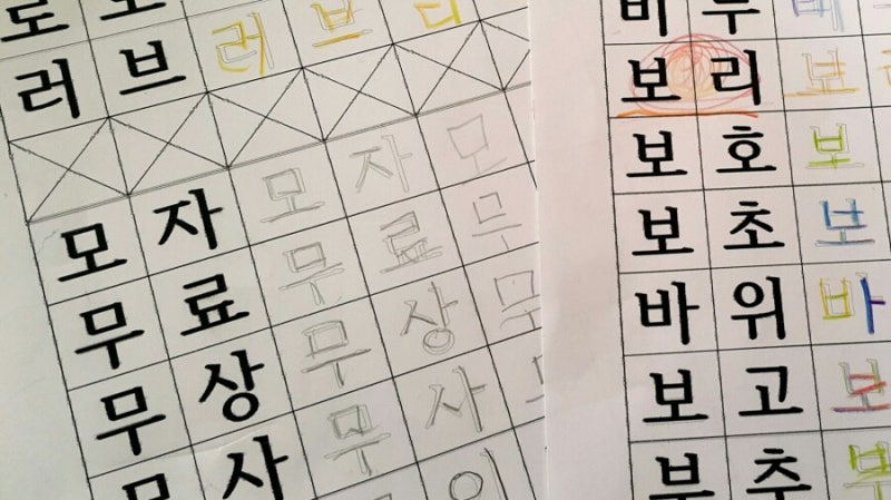 아빠표 초등입학 딸래미 한글공부, 받침없는 단어 따라쓰기2(ㄹ,ㅁ,ㅂ) : 네이버 블로그