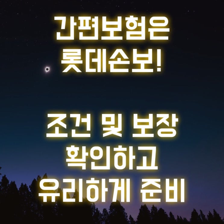  간편보험은 롯데손보로 유리하게 준비하세요!! (조건 및 보장 확인)