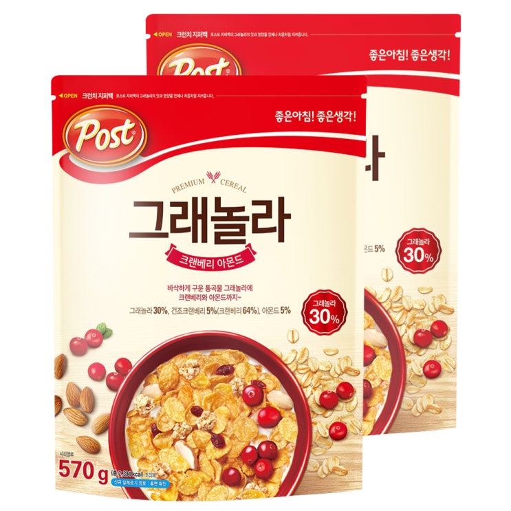 포스트 그래놀라 크랜베리 아몬드 시리얼, 570g, 2개 추천해요 포스트 그래놀라 크랜베리 아몬드 시리얼, 570g, 2개 추천해요