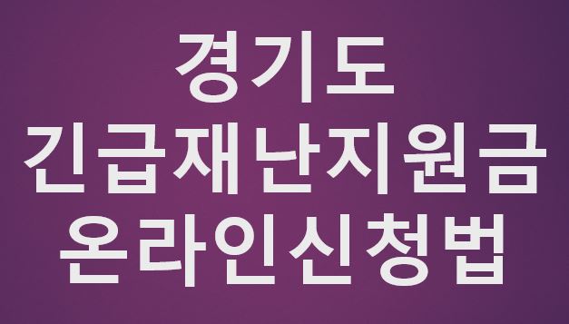  경기도 긴급재난지원금 온라인 신청 방법!!!