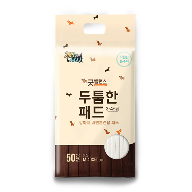  [ 리뷰 포함 ]   굿밸런스 강아지 두툼한 배변패드 37g 50매, 1팩