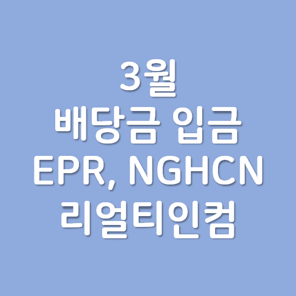 3월달 배당금 입금 내역 - EPR, 리얼티인컴, NGHCN