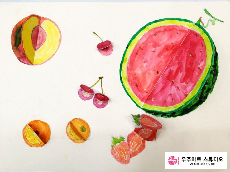 <강서구 화곡동 미술> 과일 단면 그리기 (초등학생 수채화) <강서구 화곡동 미술> 과일 단면 그리기 (초등학생 수채화)