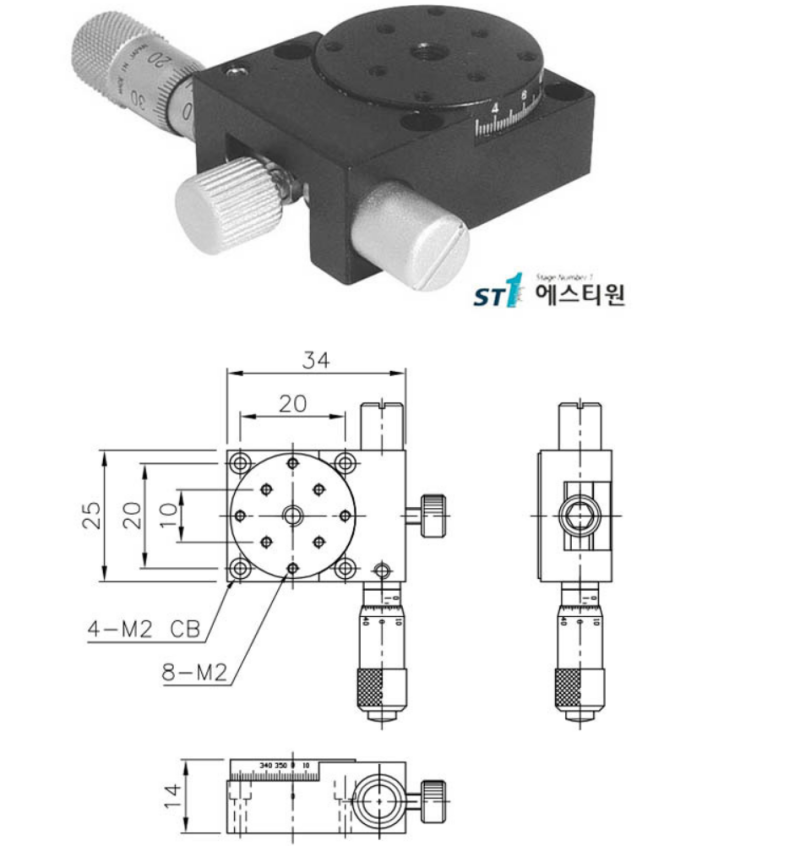 로테이션 스테이지 로터리스테이지 회전스테이지 Miniature Rotation Stage 수동스테이지 [SRSM-02 ...