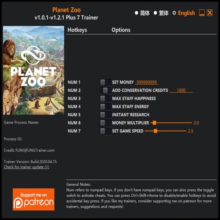  200416-플래닛 주 트레이너 (Planet Zoo Trainer v1.0.1-v1.2.1 +7)3DM