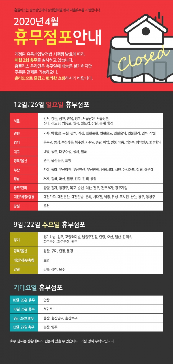 이마트·홈플러스·롯데마트·코스트코, 4월 휴무일…영업점은?