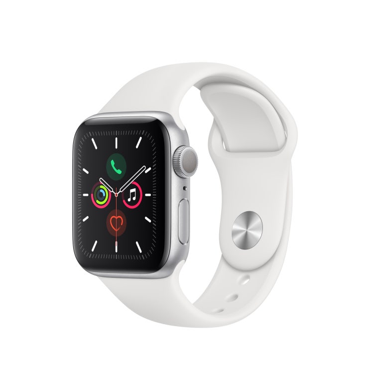  [뜨는상품][핫한상품]Apple 애플워치5 GPS 40mm 스포츠밴드 + 알루미늄케이스, 실버(MWV62KH/A), 화이트(밴드) 제품을 소개합니다!!