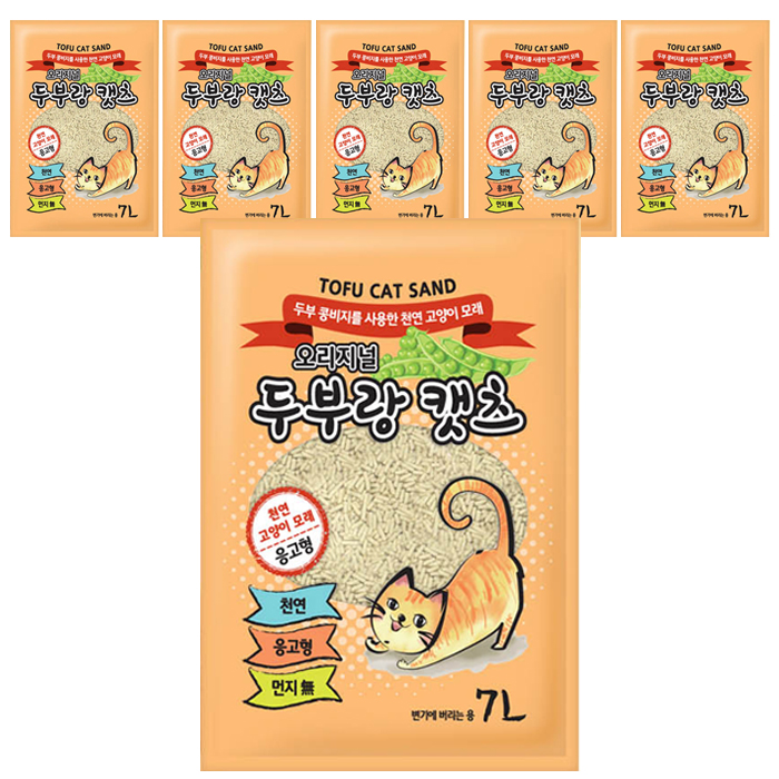[ 리뷰 포함 ]   두부랑캣츠 오리지널 천연 고양이 모래, 7L, 6개