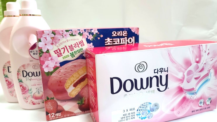  봄한정판 3종세트 딸기블라썸 초코파이 신기한 다우니 폼형세제 섬유유연제