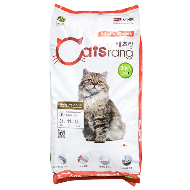 [ 리뷰 포함 ]   캐츠랑 전연령 20kg 고양이 사료, 본상품선택