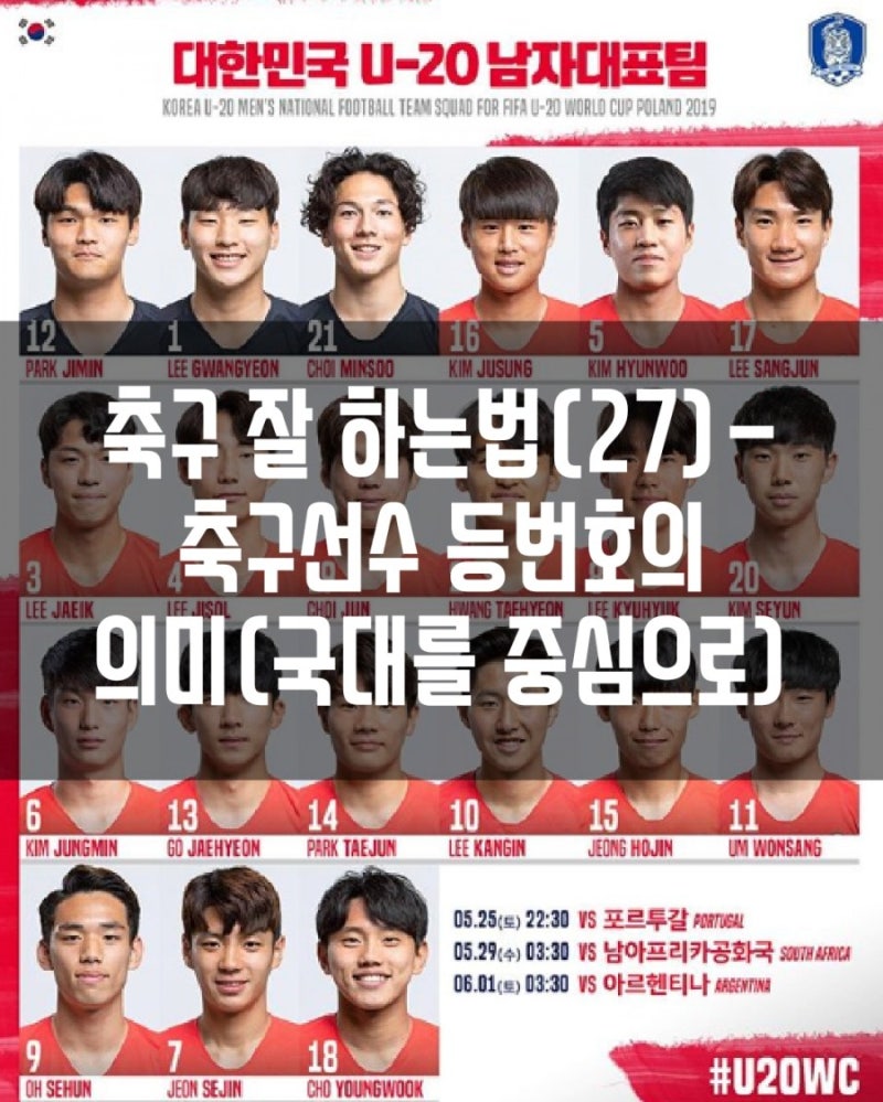 축구 잘 하는법(27)-축구선수 등번호의 의미(국대를 중심으로)