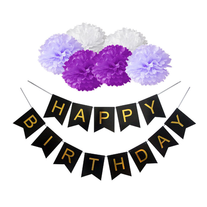  <꿀딜>파티데코 페이퍼플라워 생일깃팔 파티가랜드세트, 바이올렛&블랙, 1세트 최저가 정보 공유