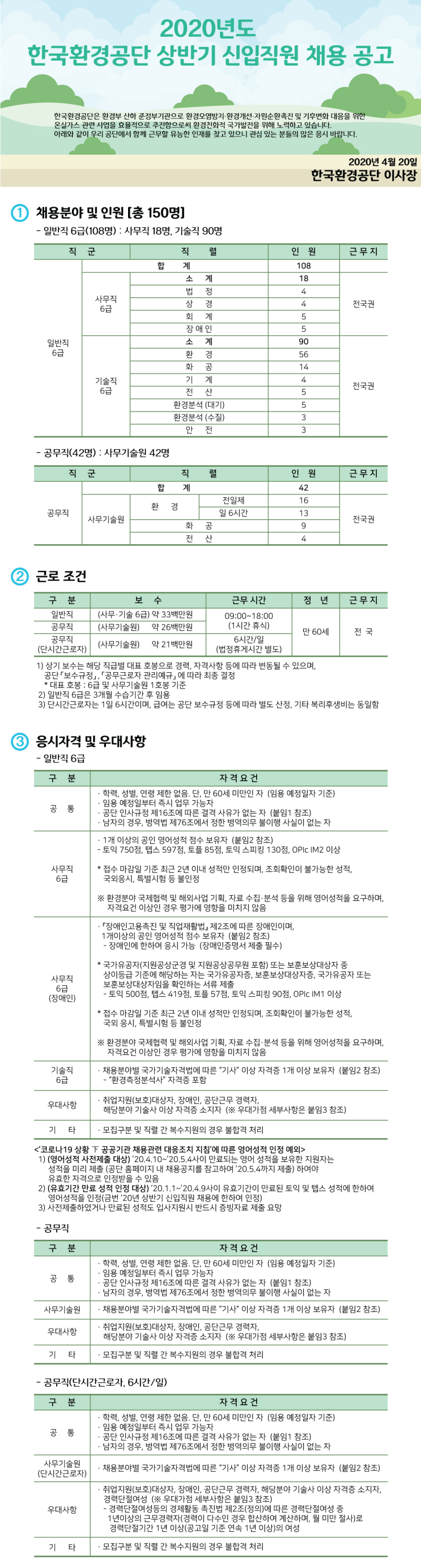  [채용][한국환경공단] 2020년도 상반기 신입직원 채용
