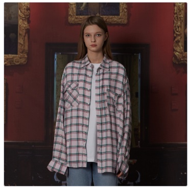  미드나잇 무브 MIDNIGHT MOVE [unisex] check shirts (pink) 체크 남방 셔츠