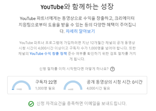  유튜브 조회수 기반 수익 창출 조건, 비용 및 기간