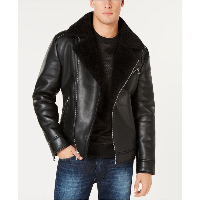  [강추] [게스][남성]자켓/패딩Mens Faux-Leather Fleece-Lined Asymmetrical Full-Zip Moto Jack 가격은?
