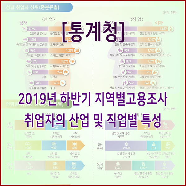  [통계청] 2019년 하반기 지역별고용조사 - 취업자의 산업 및 직업별 특성 -