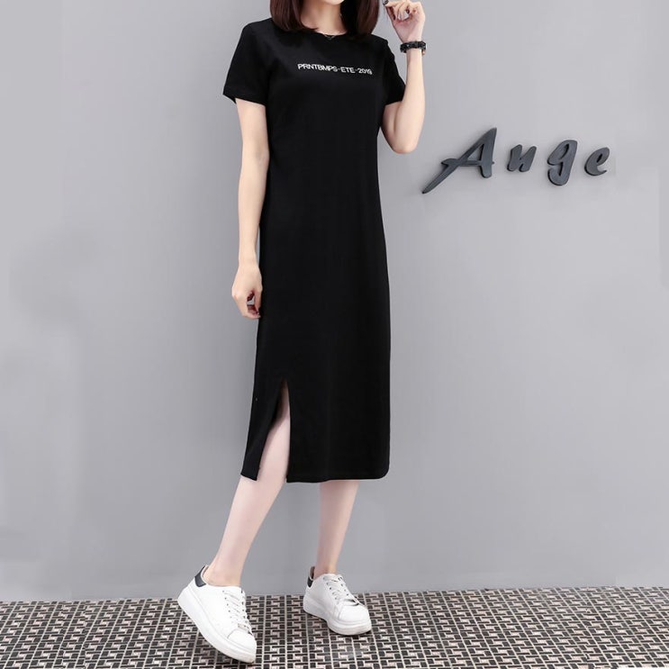  리뷰가 좋은 베씨 여성 빅사이즈 ETE-2019 반팔 옆트임 롱원피스 티셔츠 여자 제품을 소개합니다!!