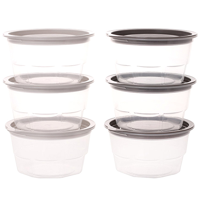  리뷰모음 나인웨어 바로밥 모던 원형 보관용기 6종세트, 1세트, 보관용기(그레이 350ml x 3p + 아이보리 350ml x 3p)
