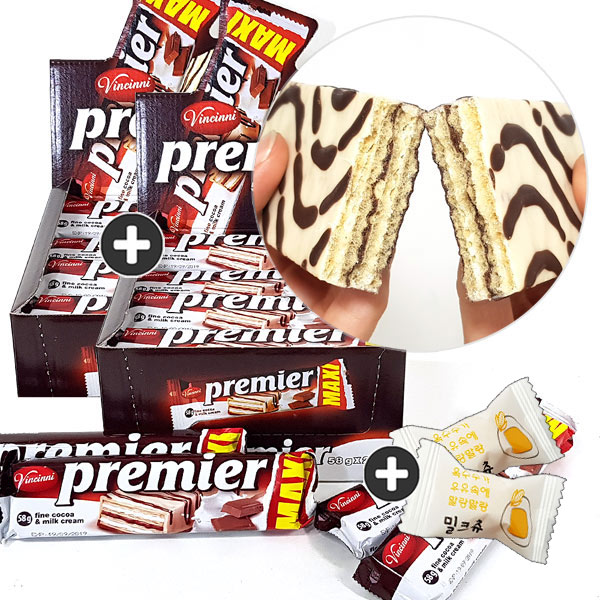  <최저가>주전부리몰 premier 1+1 맥시코코아웨이퍼(12개입) x 2통(+맛보기 밀크츄2개), 58g, 24개입 꿀정보예요~