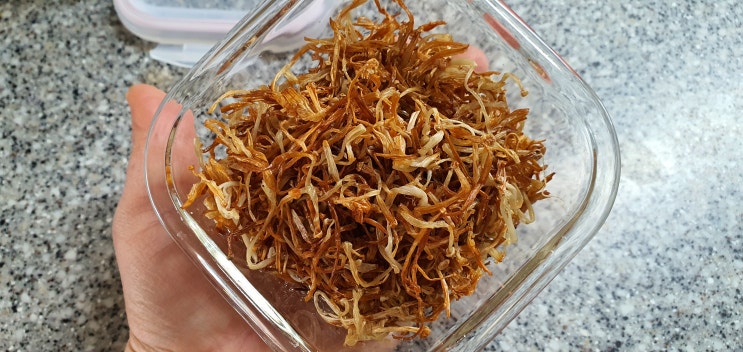 간편 밑반찬 : 팽이버섯 말려서 볶기