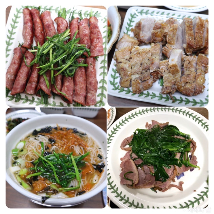  물없이 수육삶는법 성공! 진짜 맛있어요~ 그 외 오리고기부추말이 집밥 일상 ^^