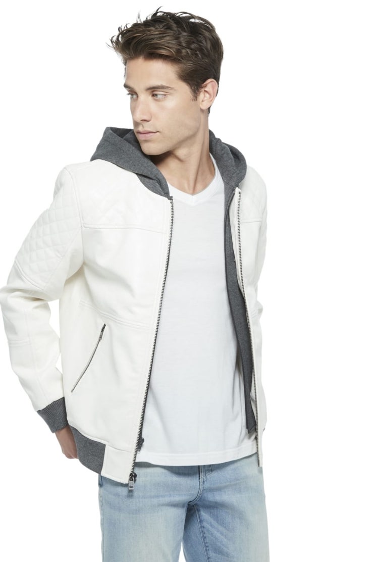  [강추] [게스][남성]자켓/패딩Timmy Faux-Leather Hooded Moto Jacket 가격은?