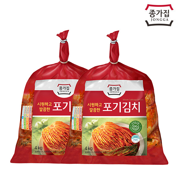  <핫딜><핫딜>가성비가 좋은 종가집 포기김치, 4kg, 2개 들여가세요~~