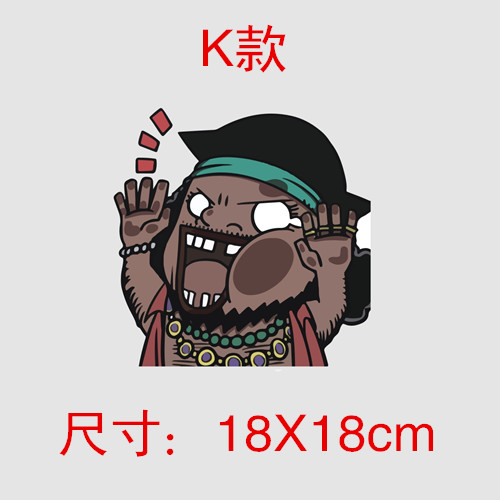  <최저가>차량용스티커 원피스 개성 웃긴 아이디어 애니메이션 차량스티커 조로 나미 빈스모크상디, T22-K스타일 18X18cm 꿀정보예요~