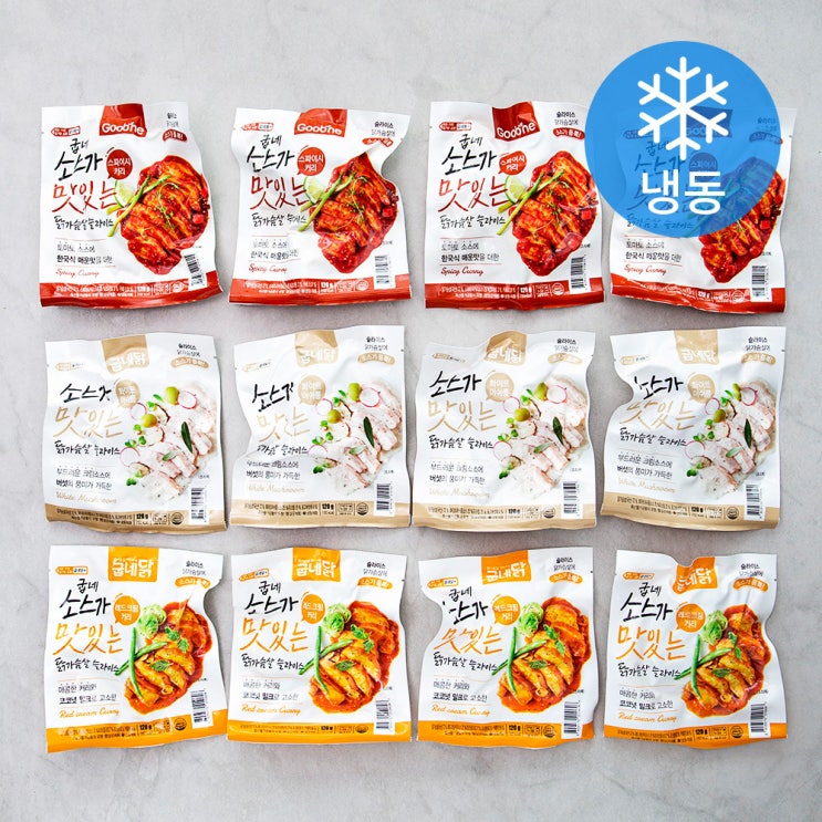 [ 제품 리뷰 ] -  굽네 소스가 맛잇는 닭가슴살 슬라이스 화이트머쉬룸 120g x 4p + 레드크림커리 120g x 4p + 스파이시커리 120g x 4p 세트 (냉동), 1세트