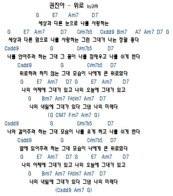 권진아 위로 기타코드 : 네이버 블로그 권진아 위로 기타코드 : 네이버 블로그