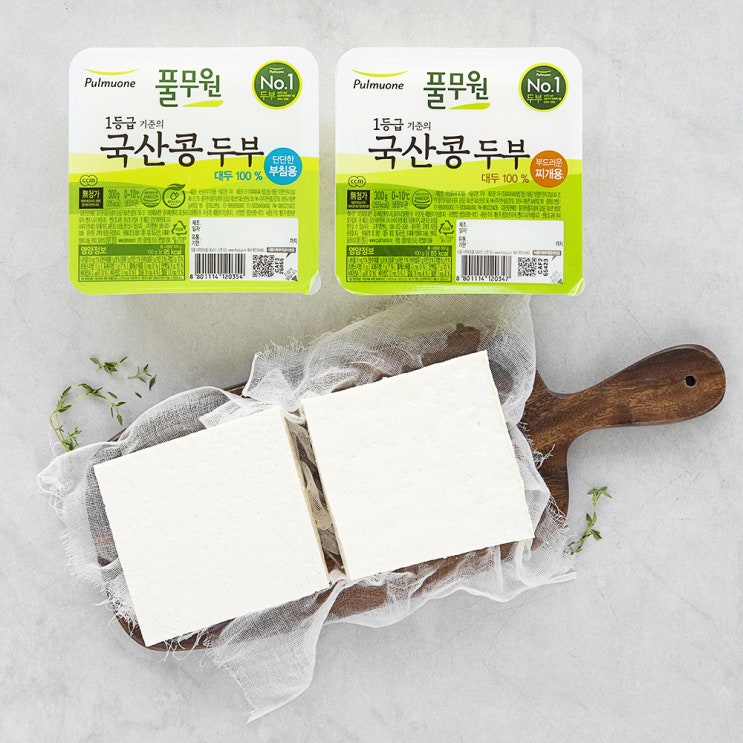 [ 제품 리뷰 ] -  풀무원 국산콩 두부 부침용 300g + 찌개용 300g, 1세트