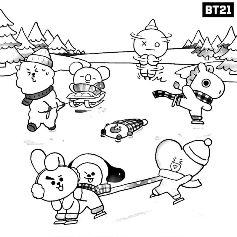 Bt21 색칠공부 도안 Bts 캐릭터 일러스트 프린트해 쓰세요 네이버 블로그