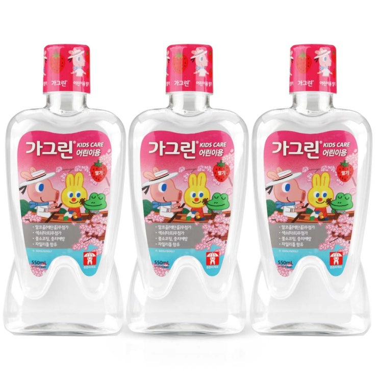  <핫딜><핫딜>가성비가 좋은 가그린 어린이용 구강청결제 딸기향, 550ml, 3개 들여가세요~~