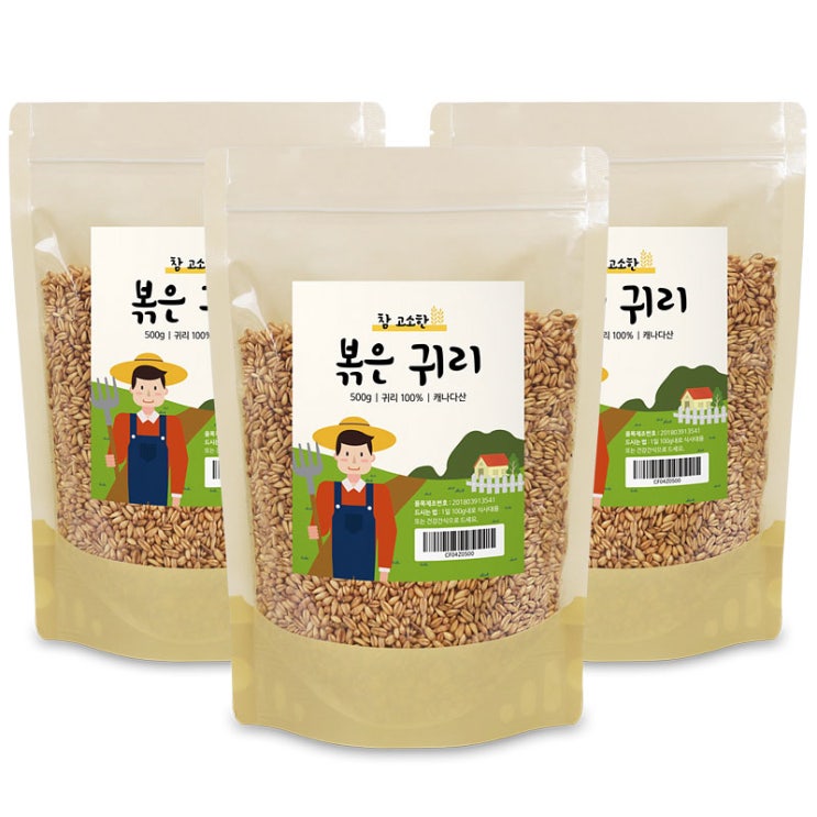  <핫딜><핫딜>가성비가 좋은 참좋은데이 볶은 귀리 지퍼백, 500g, 3개입 들여가세요~~