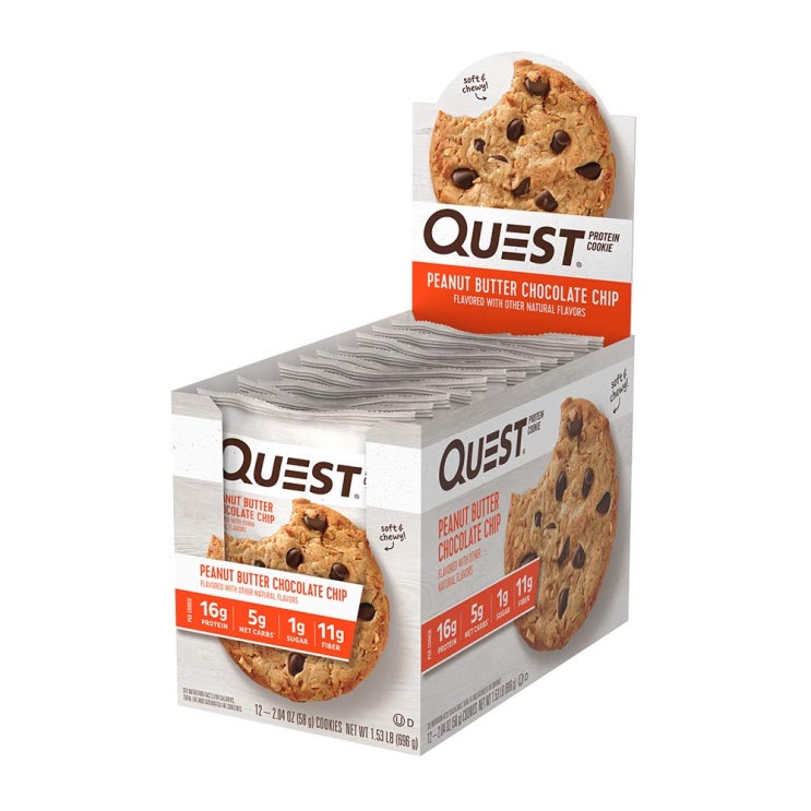  <꿀딜>Quest Nutrition 퀘스트 뉴트리션 퀘스트뉴트리션 프로틴 쿠키 피넛 버터 초콜렛칩 2.08oz(59g)12개, 1팩 최저가 정보 공유