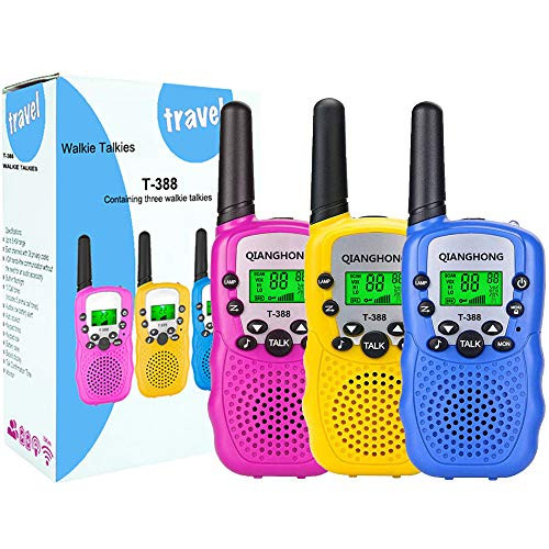  [강추] Qianghong T3 Kids Walkie Talkies 3-12 Year Old Childrens Outdoor Toys Mini Two Way Radios UHF 462-467 MHz Frequency 22 Channels (Pink&Yellow&Blue, Color = Blue/Yellow/Red 가격은?