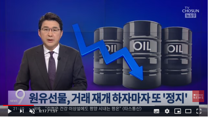 원유 선물거래 재개장 하자마자'폭락'…또 거래정지 / TVCHOSUN 원유 선물거래 재개장 하자마자'폭락'…또 거래정지 / TVCHOSUN