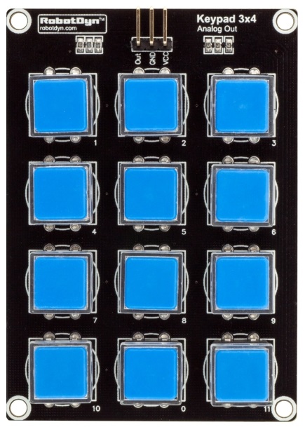 Button Keypad module 3x4. One analog out. Simple connection to Compatible for Arduino, Raspberry, STM. Button Keypad module 3x4. One analog out. Simple connection to Compatible for Arduino, Raspberry, STM.