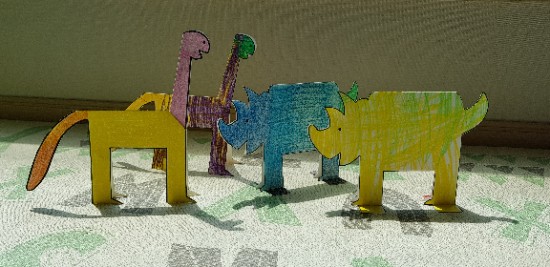 엄마표 놀이 - 도화지로 쉽고 간단하게 입체 공룡 만들기(공룡 도안 공유)