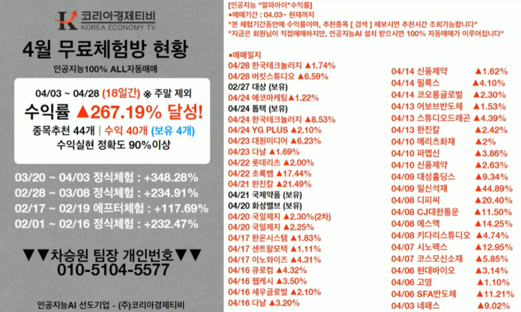  [4월 29일] 코리아경제티비 인공지능 A.I 이용자들의 수익률 실후기와 코스피, 코스닥 정보를 공유합니다.