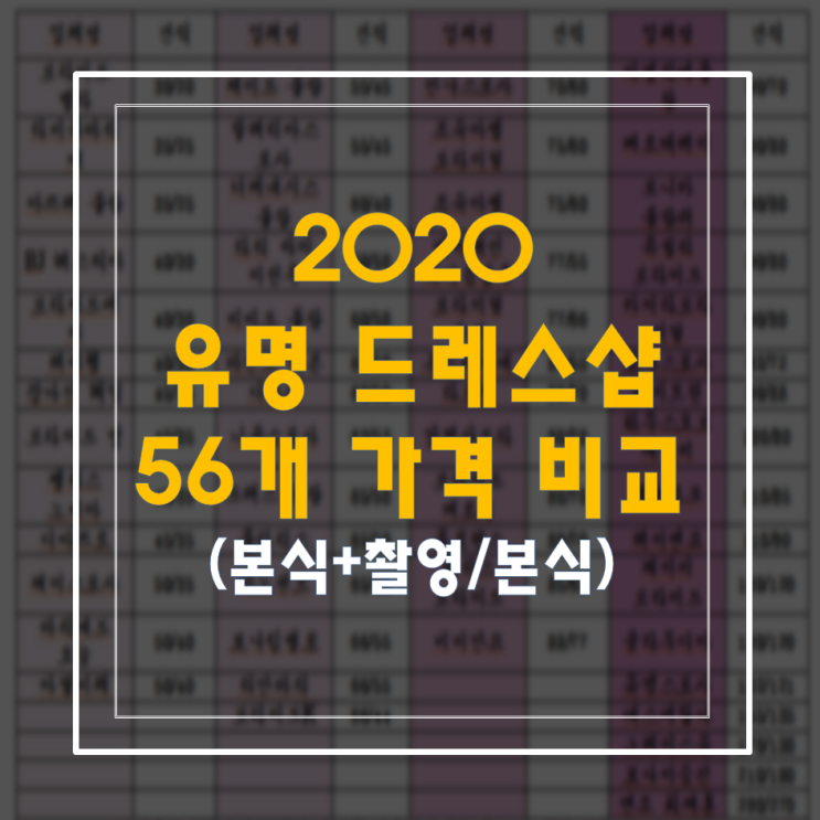  웨딩 드레스샵 56개 가격 공유 +TIP