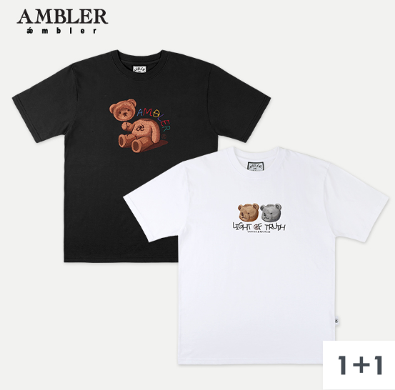 크루비 5월 할인코드 15%  crewbicy 와 기획전 할인코드 16% 키썸 착용 AMBER 엠블러 곰돌이 반팔시리즈 소개