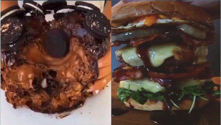 [배고플때보는영상] 초코퍼지오레오 케익! 폭탄칼로리 수제 햄버거 세계각국의 음식영상