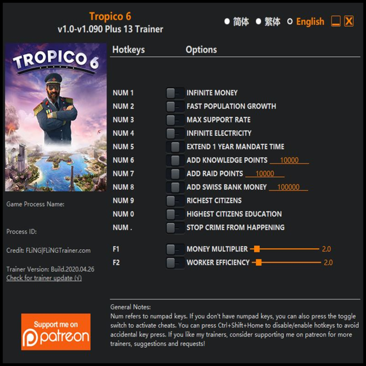  200427-트로피코 6 트레이너 (Tropico 6 Trainer v1.0-v1.090 +13)3DM
