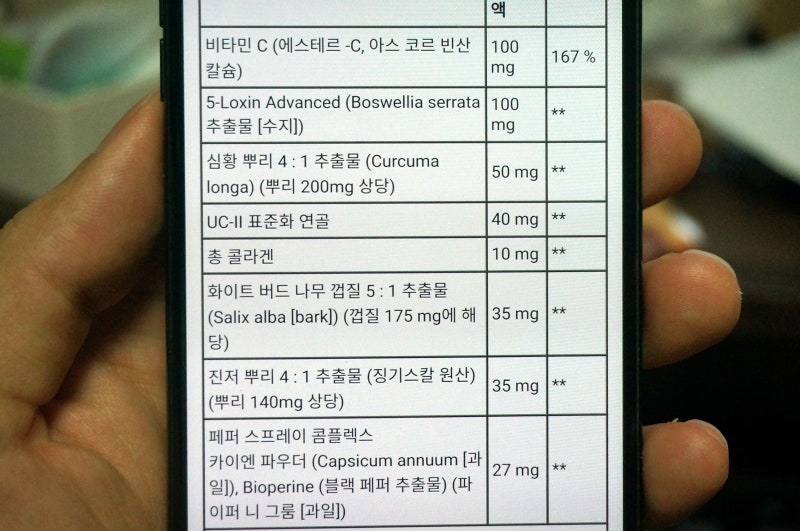 무릎관절 영양제 권장량 비교 분석 요약