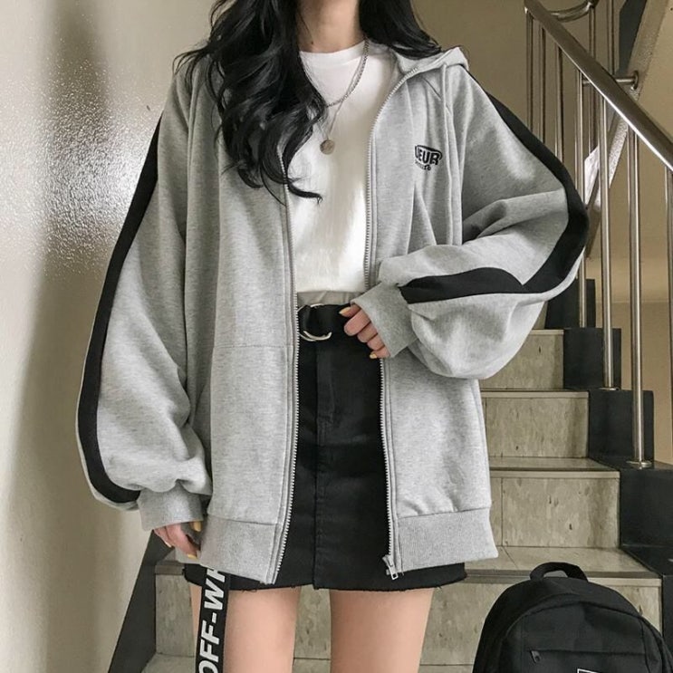  [ 리뷰 포함 ]   썸룩 유나 후드집업 롱루즈핏 여성자켓 단체복 후드점퍼