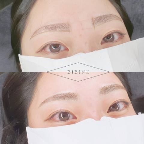  무통눈썹문신동영상/세련된 둥근눈썹문신후기 왕십리눈썹문신전문 비비네에서~!!