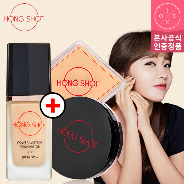  <핫딜><핫딜>가성비가 좋은 [홍샷] [공식판매처]홍진영 파워래스팅 파운데이션 30ml + 컨실팩트 + 퍼프(4매입), 상세 설명 참조, 전체색:파데/팩트21호+퍼프 들여가세요~~